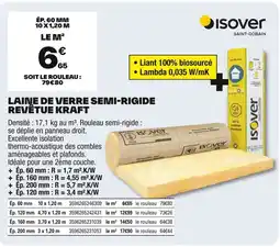 Brico Dépôt ISOVER Laine de verre semi-rigide revêtue kraft offre