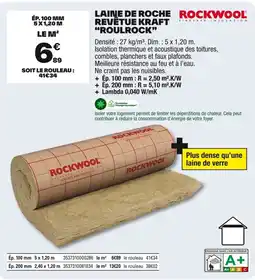 Brico Dépôt ROCKWOOL Laine de roche rockwool® revêtue kraft "roulrock" offre