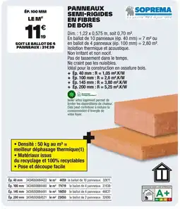 Brico Dépôt SOPREMA Panneaux semi-rigides en fibres de bois offre