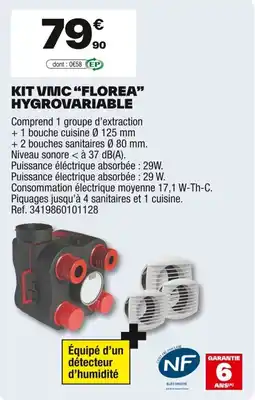 Brico Dépôt Kit vmc "florea" hygrovariable offre