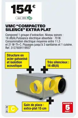 Brico Dépôt Vmc "compacteo silence" extra plat offre