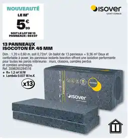 Brico Dépôt ISOVER 13 panneaux isocoton ép. 45 mm offre