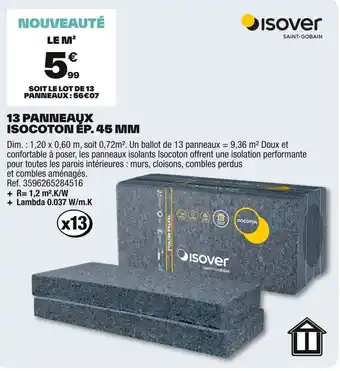 ISOVER 13 panneaux isocoton ép. 45 mm