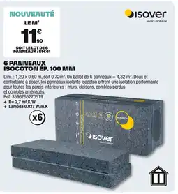 Brico Dépôt ISOVER 6 panneaux isocoton ép. 100 mm offre