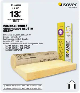 Brico Dépôt ISOVER Panneau roulé semi-rigide revêtu kraft offre