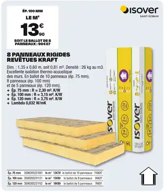 Brico Dépôt ISOVER 8 panneaux rigides revêtues kraft offre