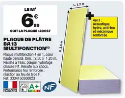 Brico Dépôt Plaque de plâtre ba 13 multifonction offre