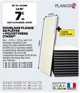 Brico Dépôt PLANODIS Doublage plaque de plätre + polystyrene (th35) offre