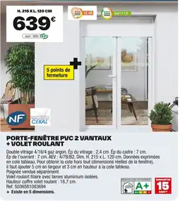 Brico Dépôt Porte-fenêtre pvc 2 vantaux + volet roulant offre
