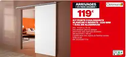 Brico Dépôt Kit porte coulissante blanche 4 inserts-830 mm + rail en aluminium offre