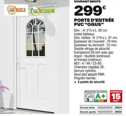 Brico Dépôt GEOM Porte d'entrée pvc "ogus" offre
