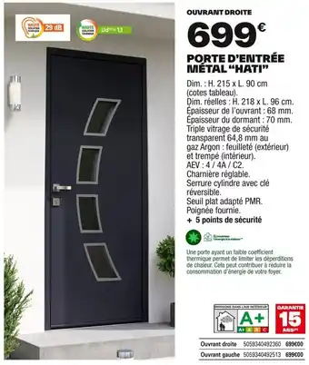 Brico Dépôt GEOM Porte d'entrée métal "hati” offre