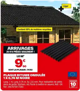 Brico Dépôt Plaque bitume ondulée 1 x 0.76 M Noire offre