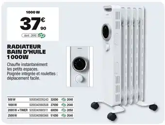 Brico Dépôt Radiateur bain d'huile offre