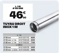 Brico Dépôt Tuyau droit inox1m offre