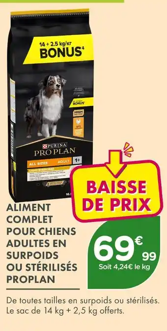 Purina Pro Plan Aliment complet pour chiens adultes en surpoids ou stérilisés
