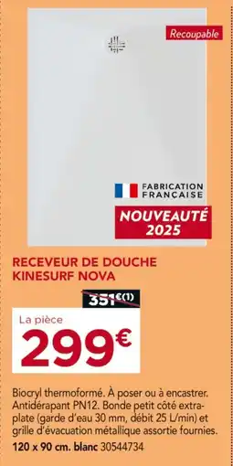 Gedimat Receveur de douche kinesurf nova offre