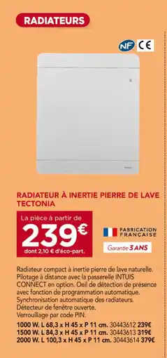 Gedimat Radiateur à inertie pierre de lave tectonia 1000 w offre