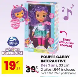 Stokomani Spin Master / Gabby's Dollhouse Poupée Gabby Interactive offre