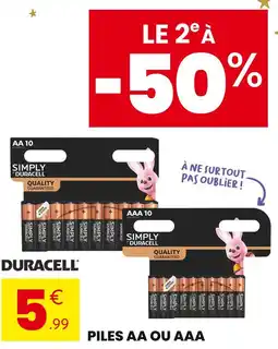 Stokomani Duracell Piles AA ou AAA offre