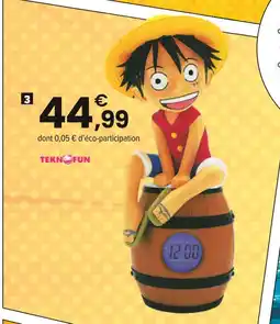 JouéClub ONE PIECE Figurine réveil lumineux luffy sur tonneau offre