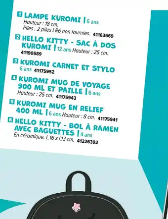 JouéClub Kuromi Hello Kitty - sac à dos kuromi offre