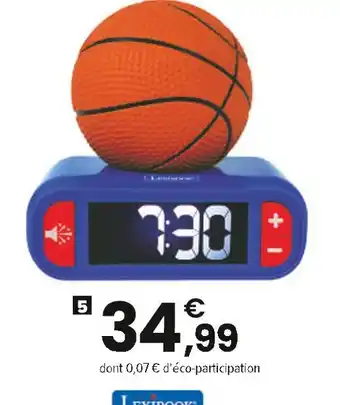 JouéClub Lexibook Réveil veilleuse basket avec effets sonores et lumineux offre