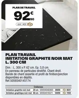 Brico Dépôt Plan travail imitation graphite noir mat l. 300 cm offre