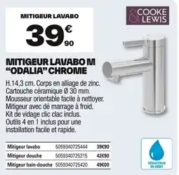 Brico Dépôt COOKE & LEWIS Mitigeur lavabo m "odalia" chrome offre