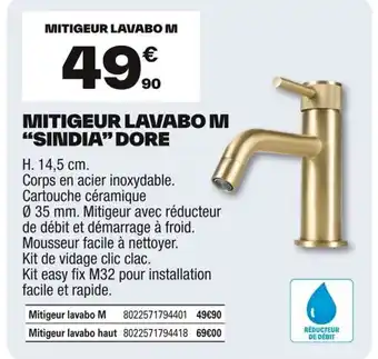 Brico Dépôt Mitigeur lavabo m "sindia" dore offre