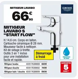 Brico Dépôt GROHE Mitigeur lavabo s "start flow" offre