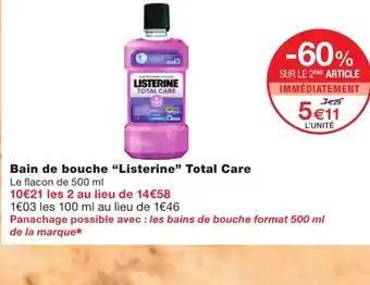Monoprix Bain de bouche listerine total care offre