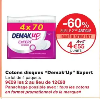 Monoprix Cotons disques demak up export offre