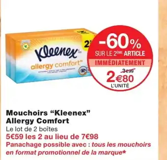 Monoprix Mouchoirs kleenex allergy comfort offre