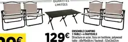 Centrakor Ensemble camping 1 table + 4 fauteuils offre