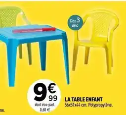 Centrakor La table enfant offre