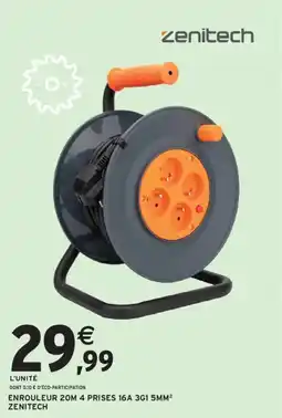 Intermarché Hyper ZENITECH Enrouleur 20m 4 prises 16a 3g1 5mm² offre