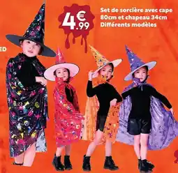 Maxi Bazar Set de sorcière avec cape 80cm et chapeau 34cm offre