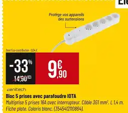 Bricorama ZENITECH Bloc 5 prises avec parafoudre IOTA offre