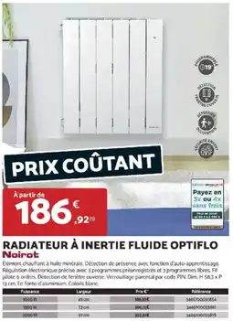 Bricomarché NOIROT Radiateur à inertie fluide optiflo offre