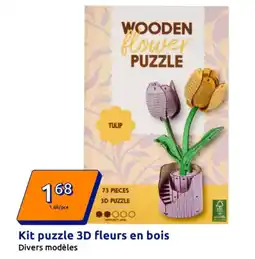 Action Kit puzzle 3D fleurs en bois offre