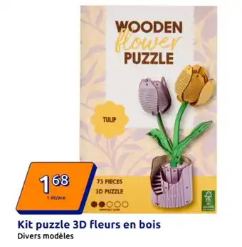 Action Kit puzzle 3D fleurs en bois offre