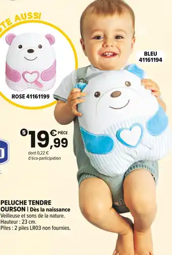 JouéClub Peluche Tendre Ourson Bleu offre