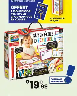JouéClub MONTESSORI PEN SUPER ÉCOLE D’ÉCRITURE | 3 ans offre