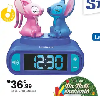 JouéClub RÉVEIL VEILLEUSE STITCH ET ANGEL AVEC EFFETS SONORES ET MUSIQUES offre