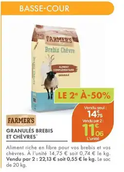 Point Vert FARMER'S Granulés brebis et chèvres offre