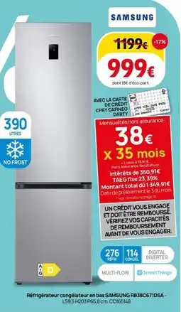 Darty SAMSUNG Réfrigérateur congélateur en bas rb38c671dsa- offre