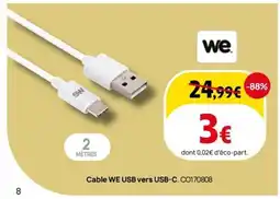 Darty WE Cable Usb vers usb-c offre
