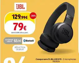 Darty JBL Casque sans fil LIVE 670 offre