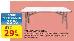 Rural Master Dim - table pliante 180 cm offre